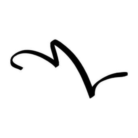 A looping squiggle that rises, dips twice and flicks off to the right.