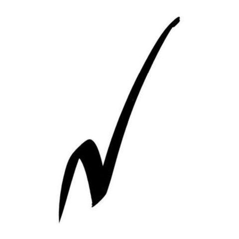 A tall, sharp N: a short stroke up, a jab down, then a long stroke shooting up to the right.
