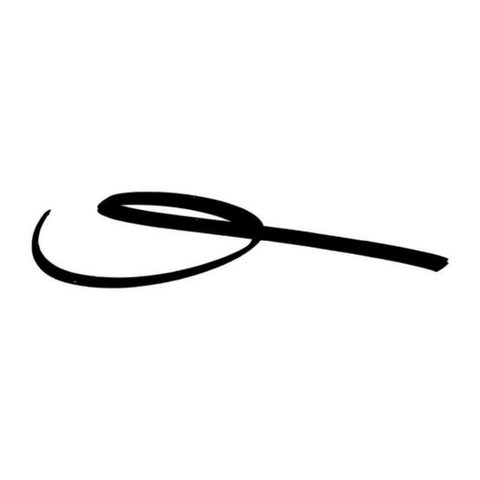 A flat loop on the left trailing into a long straight tail to the right.