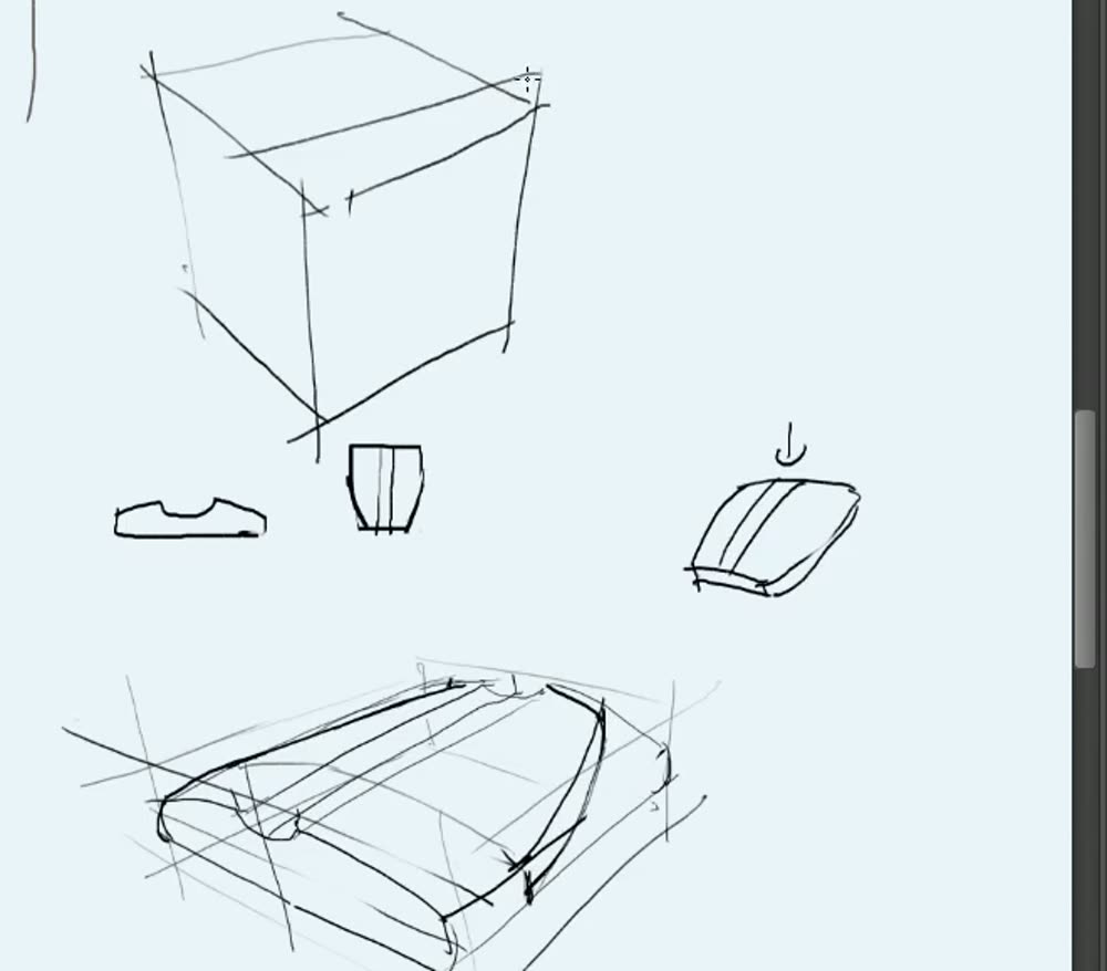 A new upright perspective box above, the flat views and the narrowed shield below.
