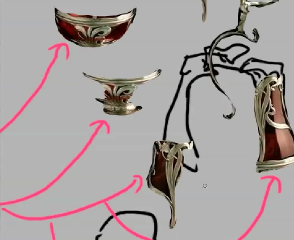 A line-drawn shoulder with the handle part on it and a body panel hanging as a cape.