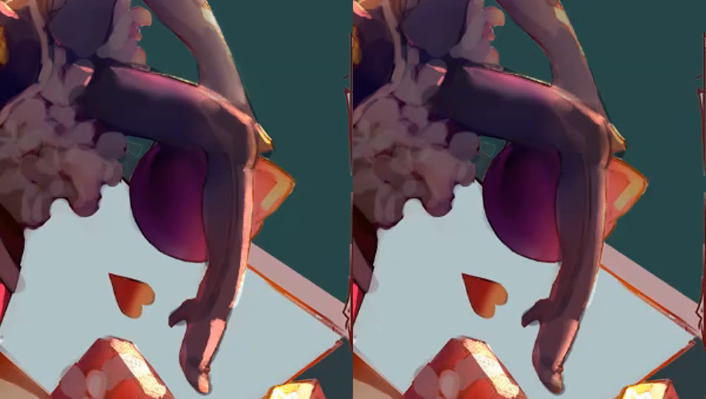 Leg detail: a bright rim on the shin and foot, then the same rim dimmed.