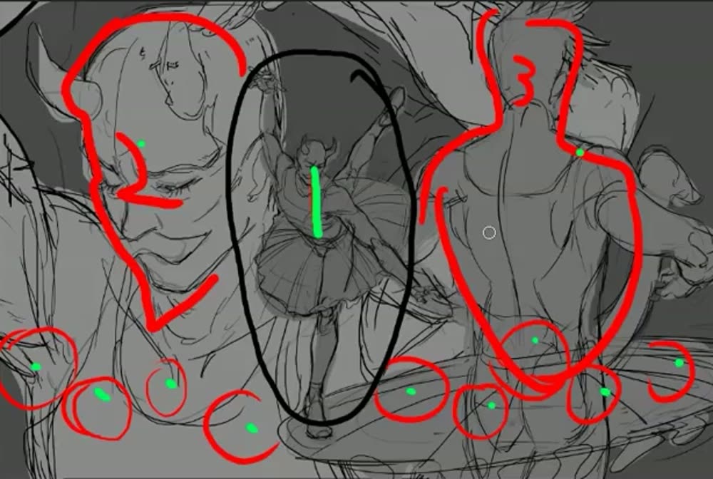 The rough with red circles along the bottom reserving places.